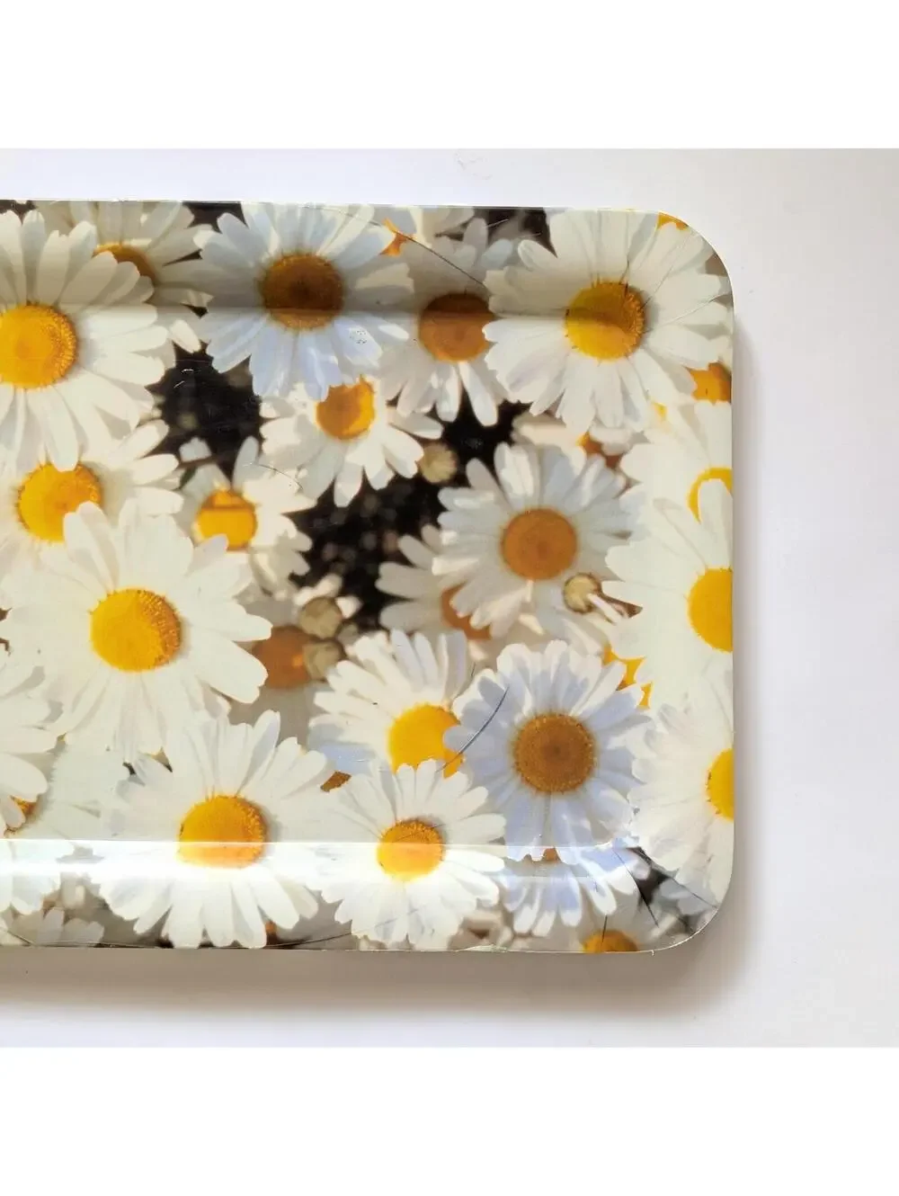 1970s Vintage Flower Power Serving Tray with Daisies